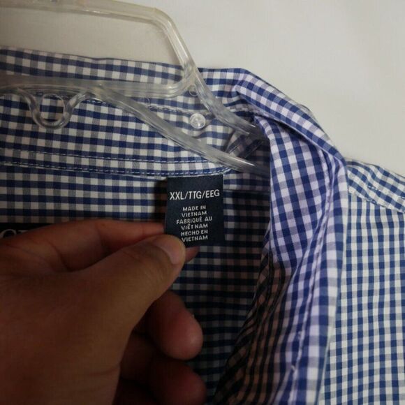 Chaps Men's 2XL Long Sleeve Shirt Easy Care Stretch Blue White Checkered - Picture 4 of 13